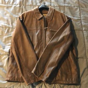 Men’s Wilsons Leather Large Brown Bomber Jacket with zip out thinsulate liner